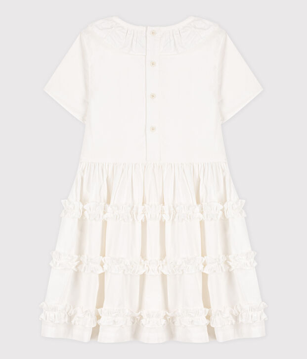 Girls' Short-Sleeved Poplin Dress white