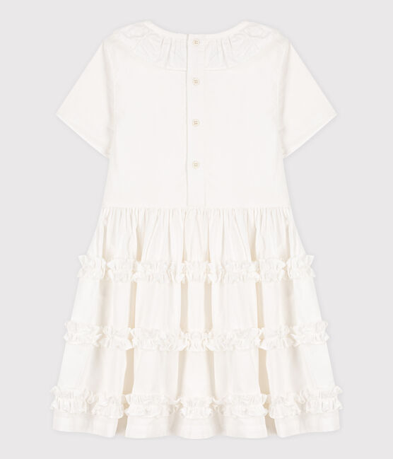 Girls' Short-Sleeved Poplin Dress ECUME 1 white