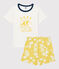 Boys' Wave Print Cotton Short Pyjamas MARSHMALLOW white/ORGE