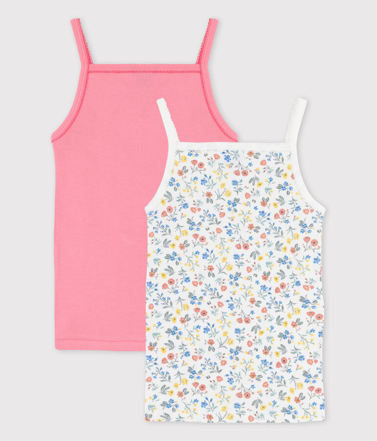 Girls' Floral Cotton Vest Tops - 2-Pack multicolor