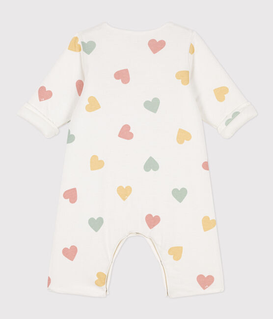 Long cotton onesie for baby MARSHMALLOW white/MULTICO white
