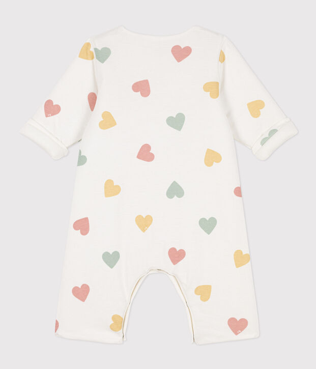Long cotton onesie for baby white/multicolor