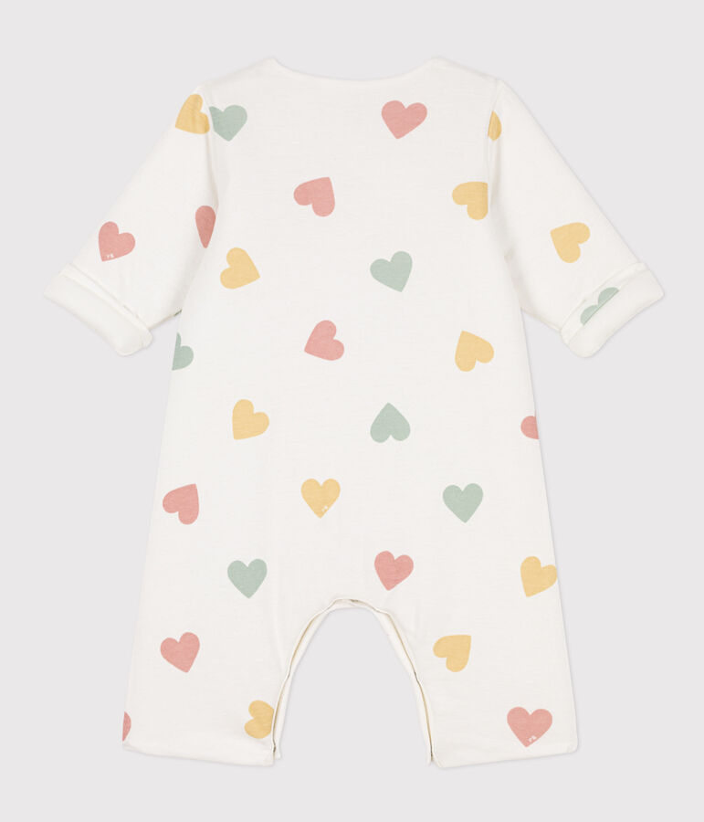 Long cotton onesie for baby white/multicolor