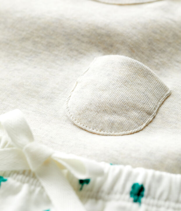 Babies' Organic Fleece Plant Print Clothing - 2-Piece Set beige/multicolor