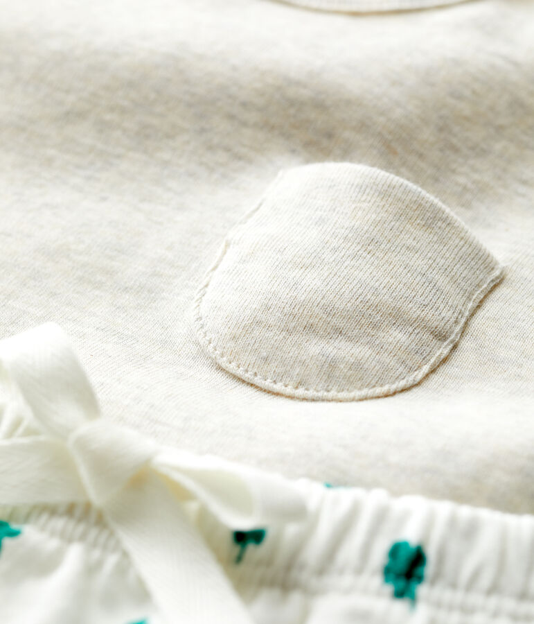 Babies' Organic Fleece Plant Print Clothing - 2-Piece Set beige/multicolor