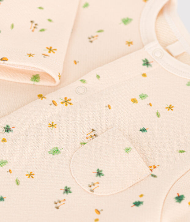 Babies' fleece jumpsuit Ecru/multicolor