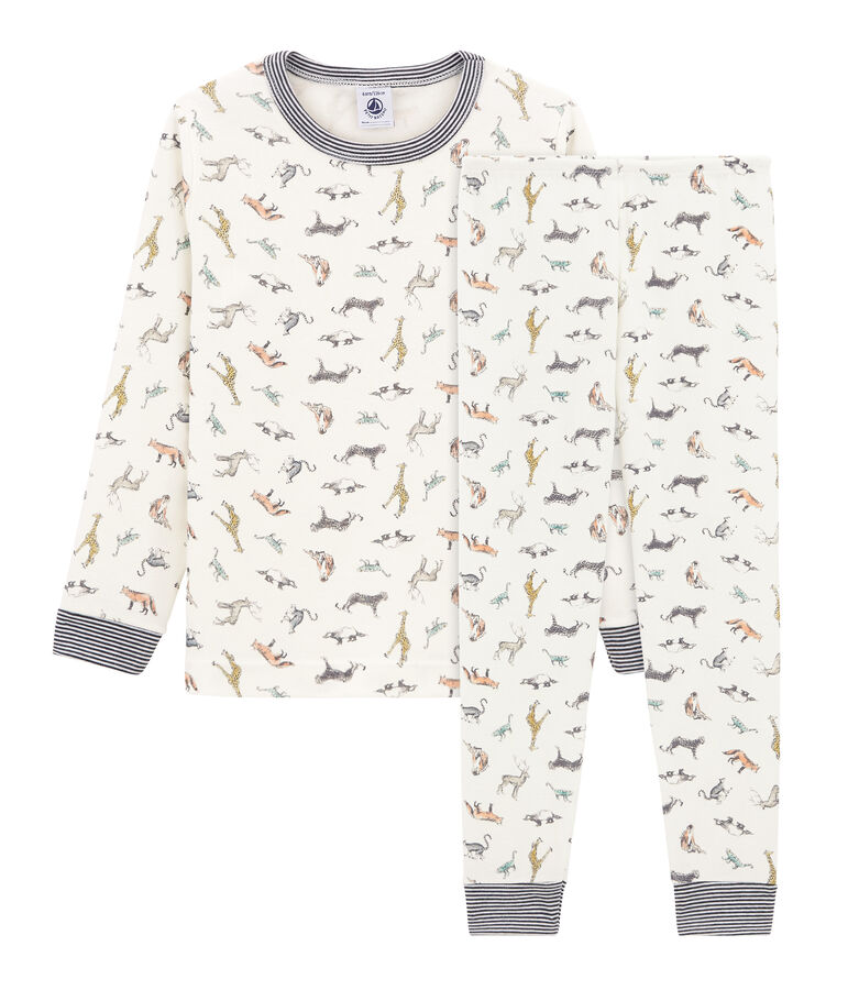 Boys' Ribbed Pyjamas white/multicolor