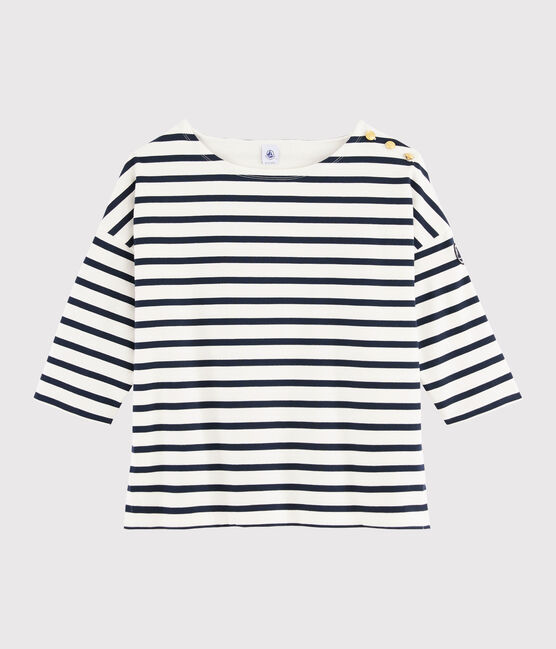 Women's Breton Cotton Top MARSHMALLOW white/SMOKING blue