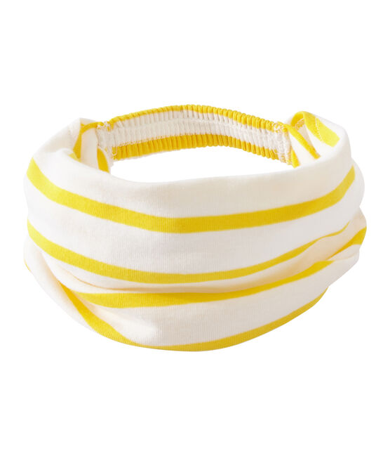 Girl's striped headscarf MARSHMALLOW white/SHINE yellow