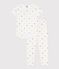 Children's short-sleeved long-leg heart patterned cotton pyjamas MARSHMALLOW white/MULTICO white