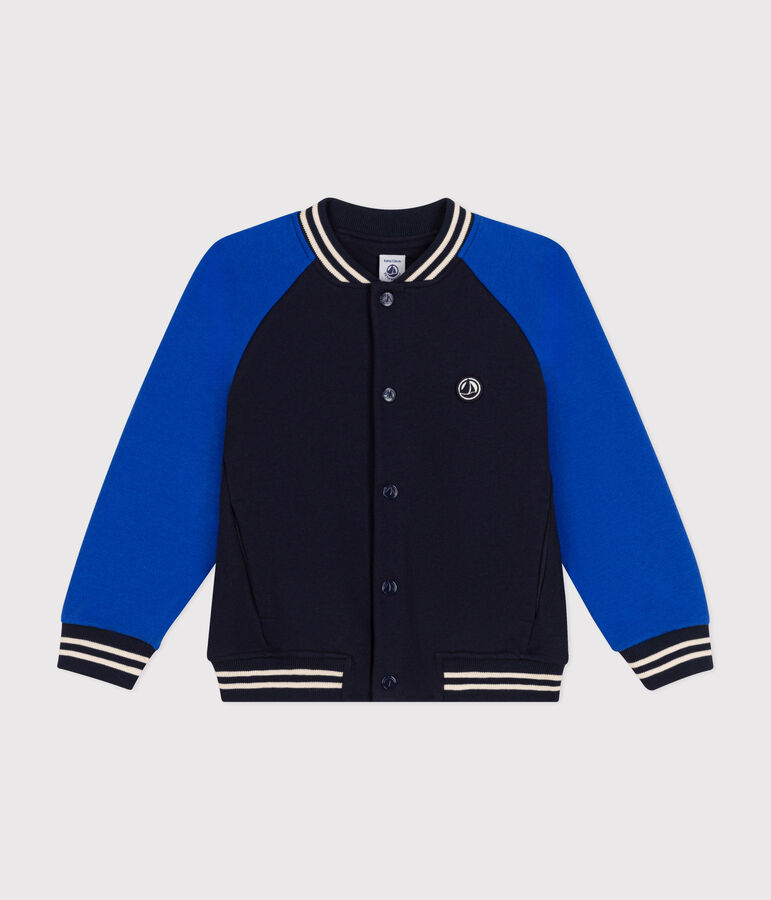 Boys' fleece baseball jacket blue/blue