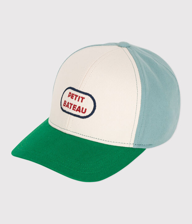 Children's cotton cap Ecru/green