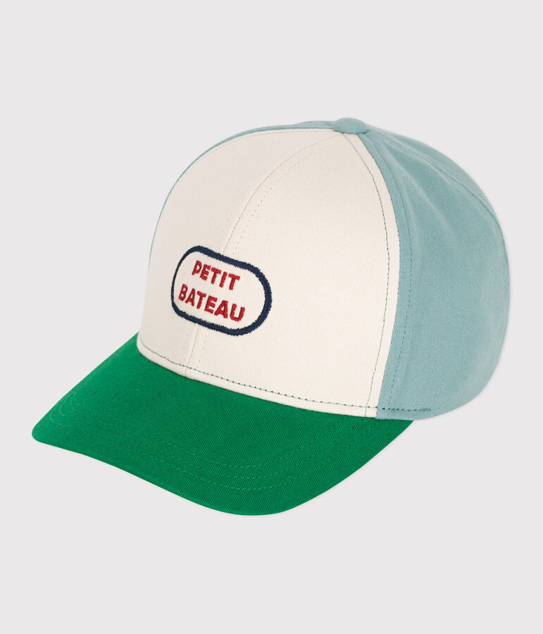 Children's cotton cap Ecru/green