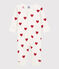 Babies' heart patterned footless cotton sleepsuit MARSHMALLOW white/TERKUIT red