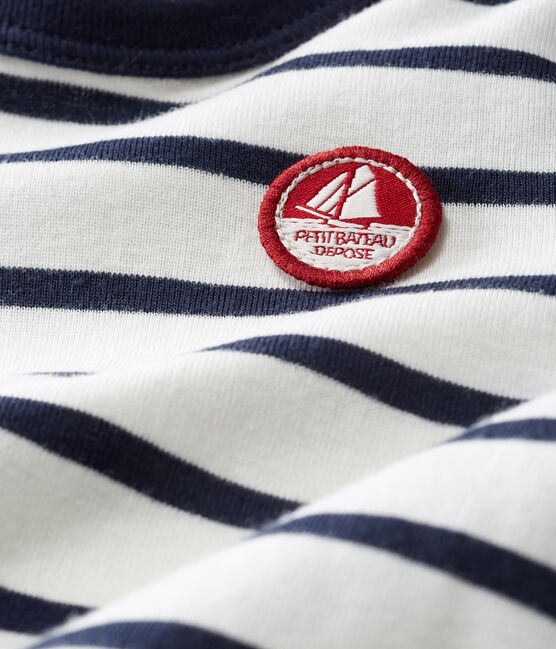Baby Boys' Sailor Striped Long-Sleeved T-Shirt MARSHMALLOW white/SMOKING blue
