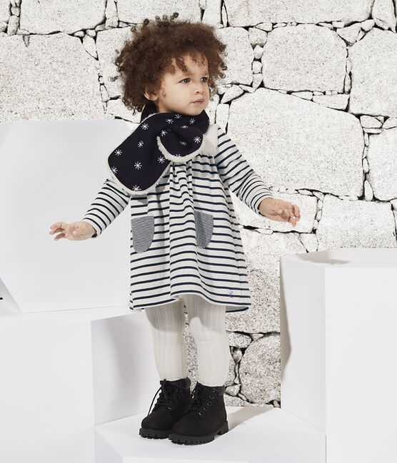 Unisex Baby Fleece-Lined Scarf SMOKING blue/MARSHMALLOW white