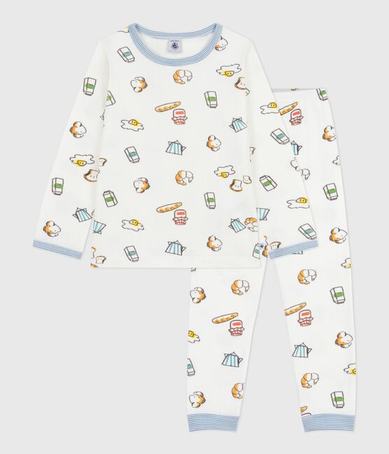 Children's breakfast-print tube knit pyjamas MARSHMALLOW white/MULTICO white