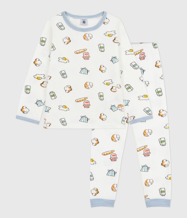 Children's breakfast-print tube knit pyjamas white/multicolor