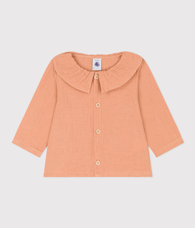 Babies' Long-Sleeved Cotton Gauze Blouse pink