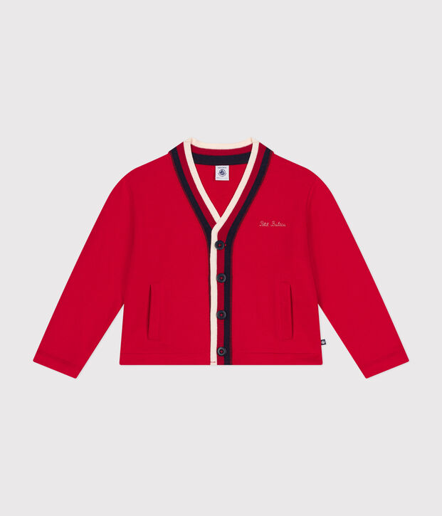 Boys' fleece cardigan red