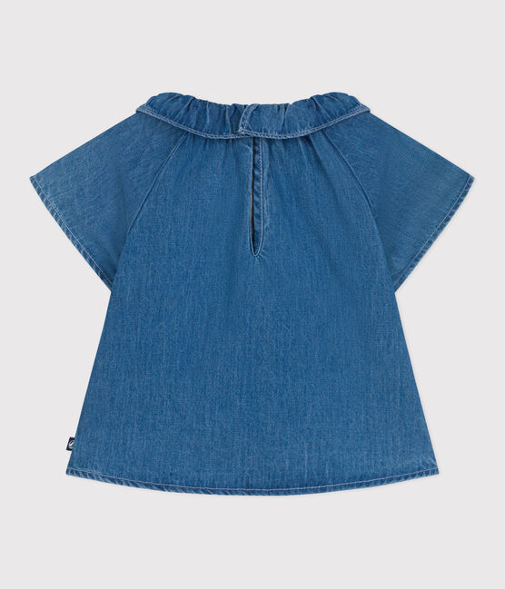 Babies' short-sleeved denim blouse DENIM CLAIR blue
