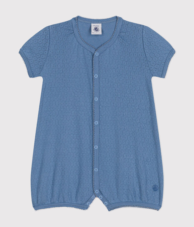 Babies' Openwork Cotton Playsuit blue