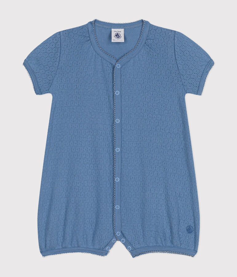 Babies' Openwork Cotton Playsuit BEACH blue