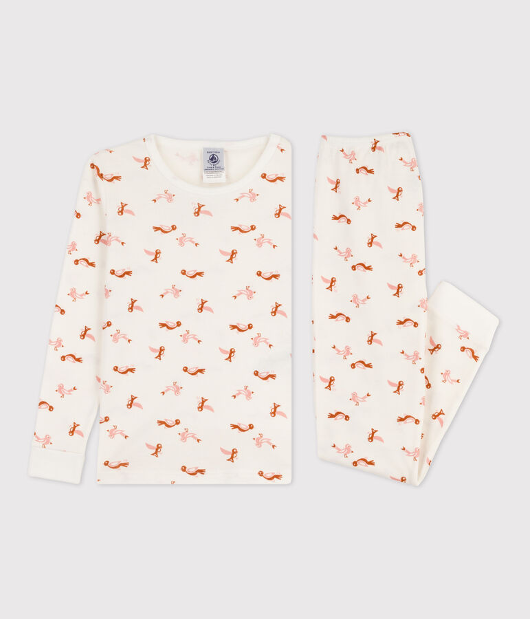 Bird Themed Cotton Snugfit Pyjamas white/multicolor