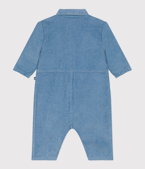 Babies' long, plain overall-style corduroy playsuit ADRIATIC