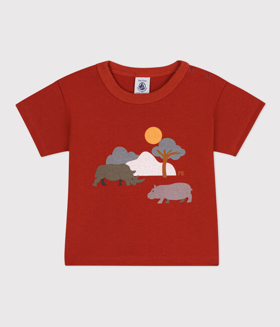 Babies' Short-Sleeved Jersey T-Shirt With Motif HARISSA red