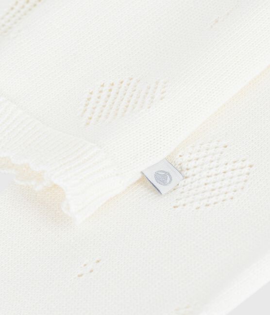 Children's plain cotton cardigan MARSHMALLOW white