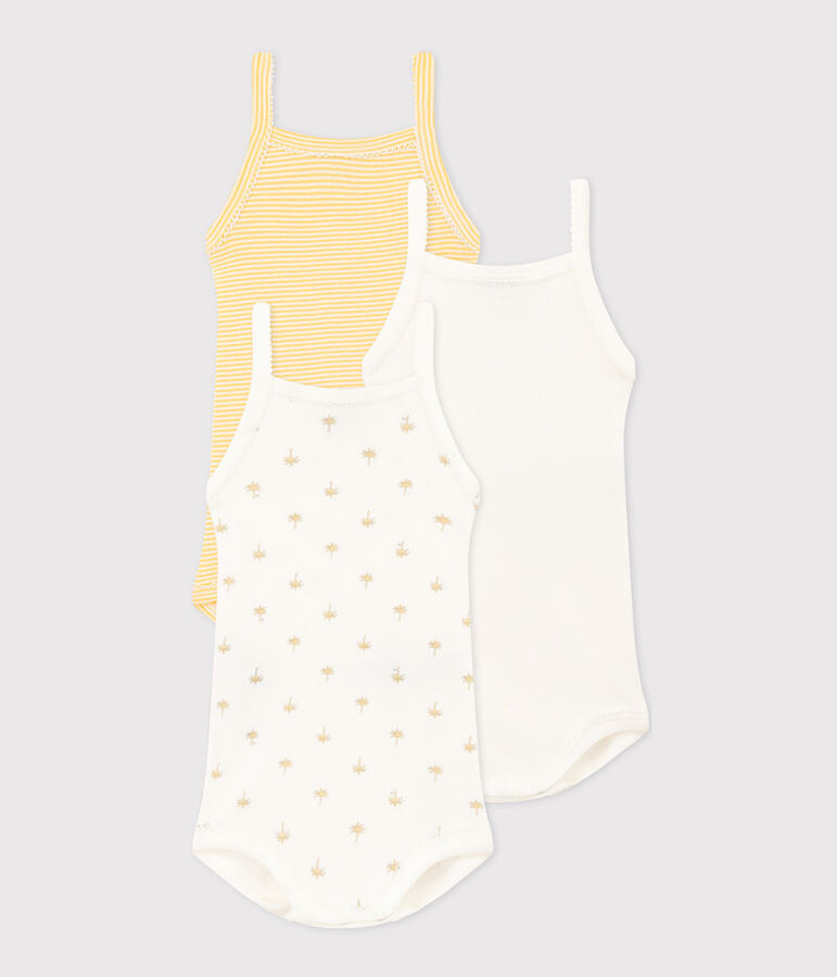 Palm Print Cotton Vest Bodysuits - 3-Pack multicolor