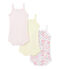 Set of 3 baby girls' bodysuits with straps. LOT white