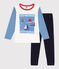 Children's long-sleeved cotton pyjamas SMOKING blue/MULTICO white