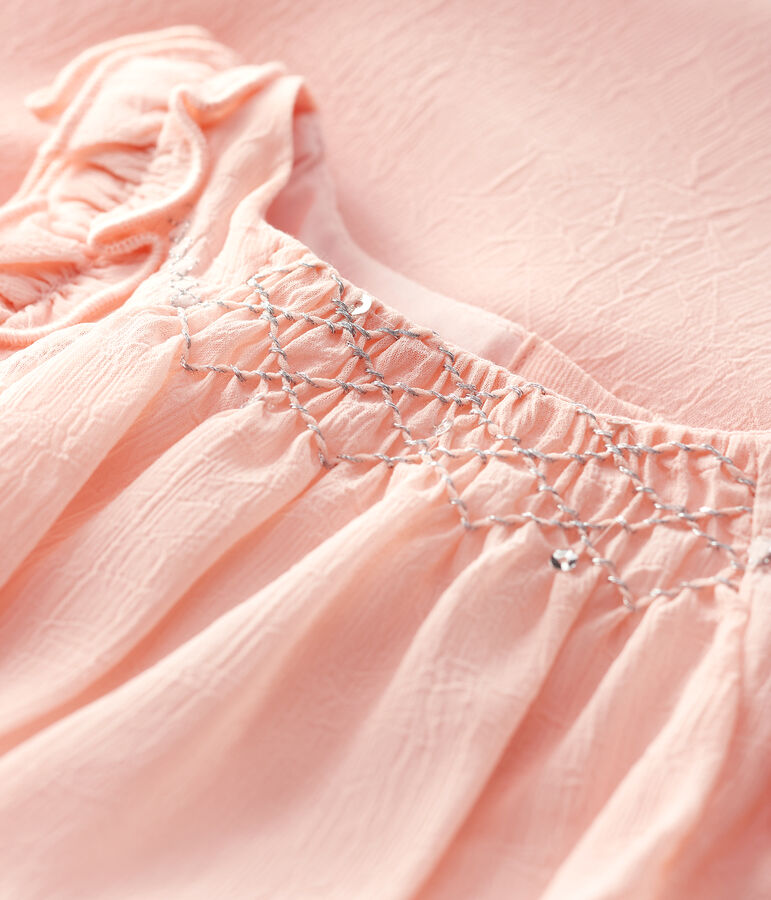 Baby Girls' Short-Sleeved Cr&ecirc;pe Dress pink