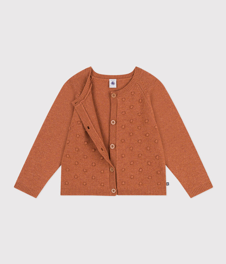 Girls' wool cardigan brown