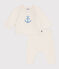 Babies' two-piece wool and cotton jacquard knit set MARSHMALLOW white