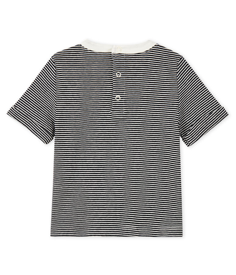 Baby boys' pinstriped T-shirt SMOKING blue/MARSHMALLOW white