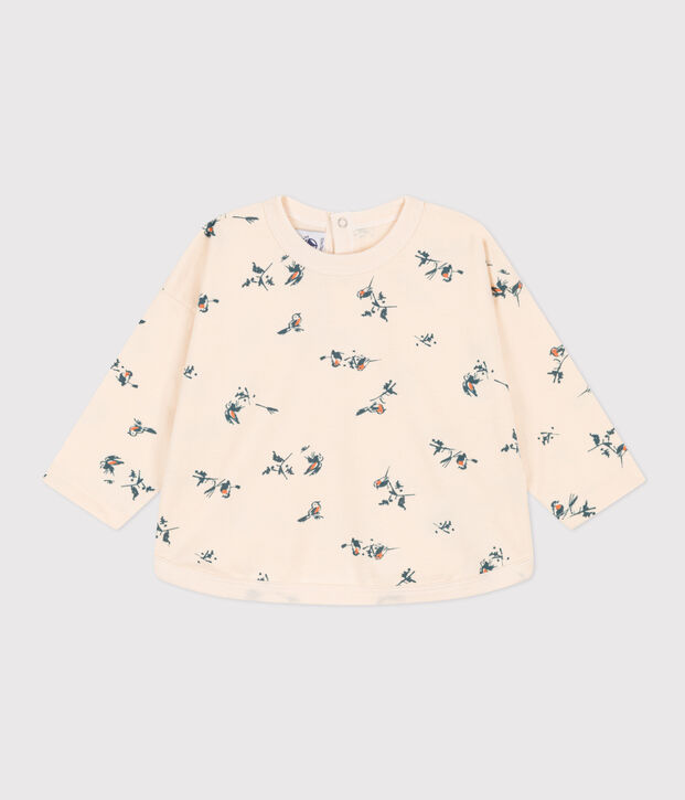 Babies' Patterned Long-Sleeved Jersey T-Shirt Ecru/multicolor