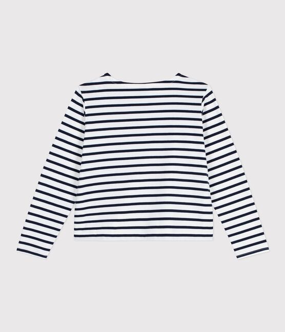 Women's cotton Breton top MARSHMALLOW white/SMOKING blue