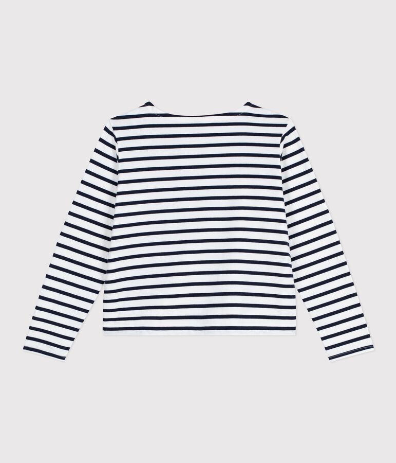 Women's cotton Breton top MARSHMALLOW white/SMOKING blue