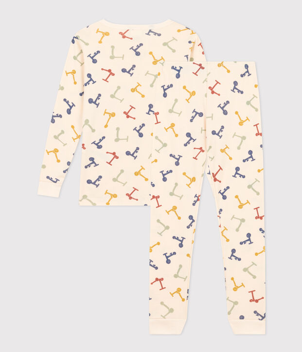 Children's Scooter Print Fitted Cotton Pyjamas Ecru/multicolor