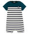 Baby boys' Shortie in heavy striped jersey PINEDE green/MARSHMALLOW white/SMOKING