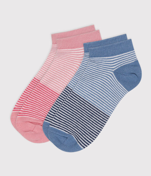 2 pairs of children's socks for girls in milleraies cotton multicolor