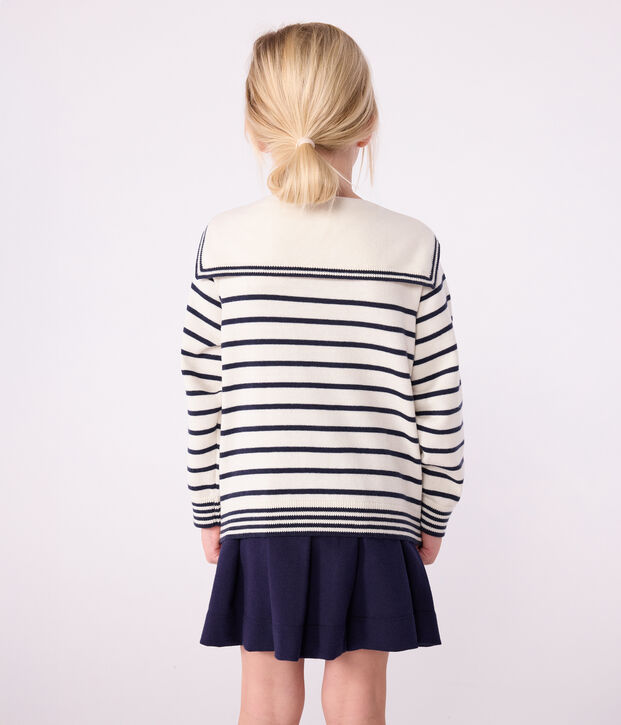 Children's stripy cotton sailor jumper blue/blue