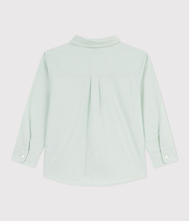Children's long-sleeved plain cotton shirt green