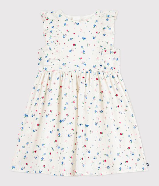 Children's sleeveless floral print cotton dress MARSHMALLOW white/MULTICO white