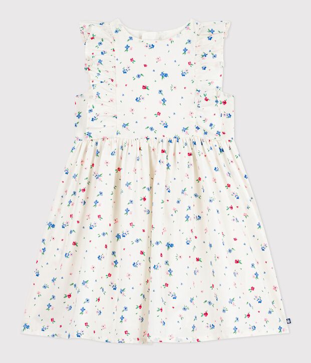 Children's sleeveless floral print cotton dress white/multicolor