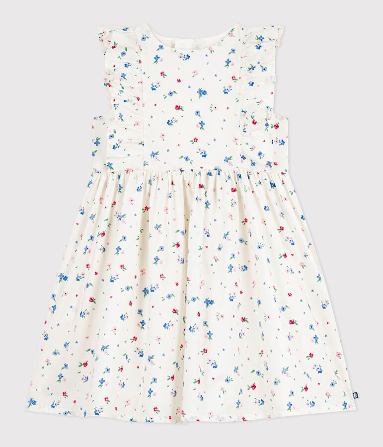 Children's sleeveless floral print cotton dress white/multicolor
