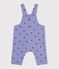 Babies' dungarees in serge with long legs and a heart print purple/multicolor